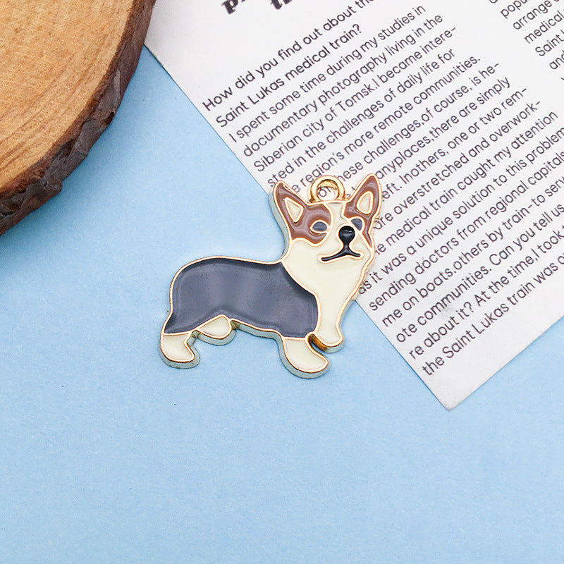 Wholesale Cartoon Japanese Cute Puppy Dog Drip Oil Alloy Necklace Bracelet Pendant